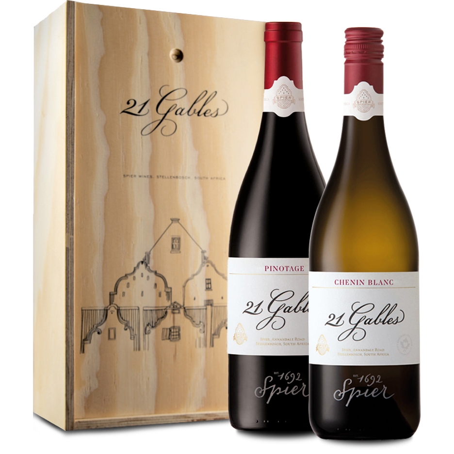 Spier 21 Gables Geschenkset in Holzkiste „Typisch Südafrika“