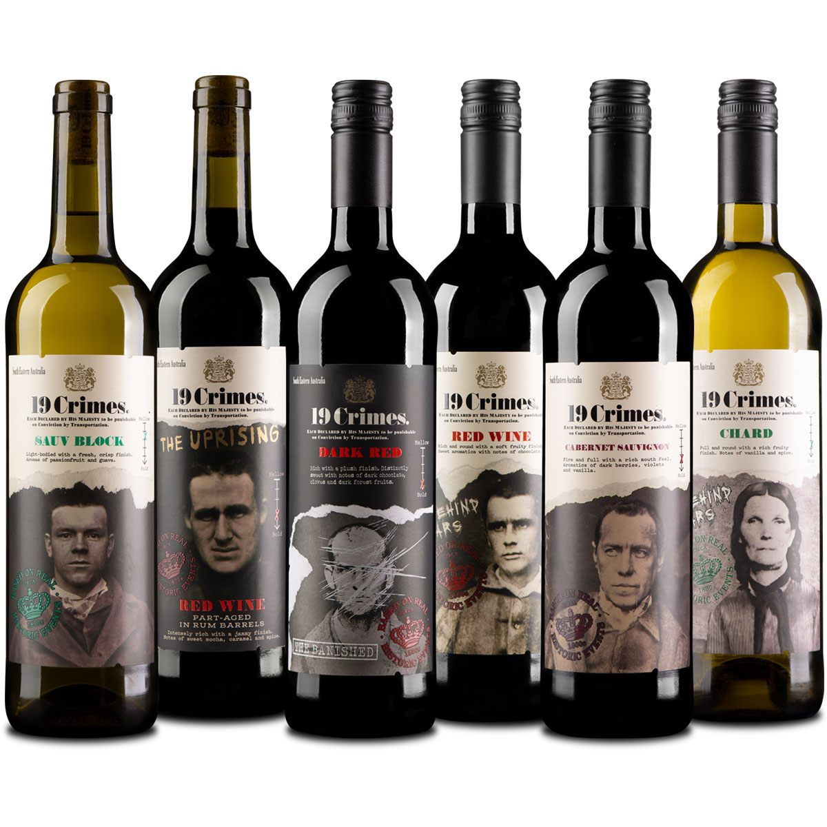 6er Probierpaket 19 Crimes Weine