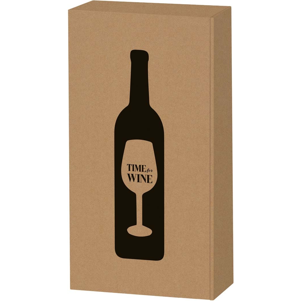 2er Geschenkkarton Kraftpapier "Time for Wine"