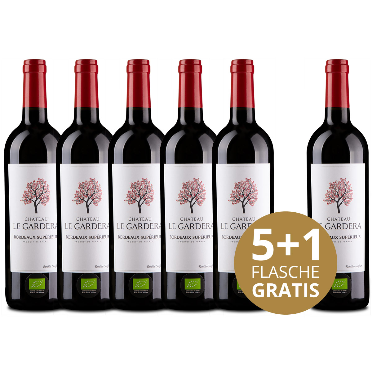 Aktionspaket 6 Fl. Château Le Gardera Bordeaux Supérieur Rouge Bio