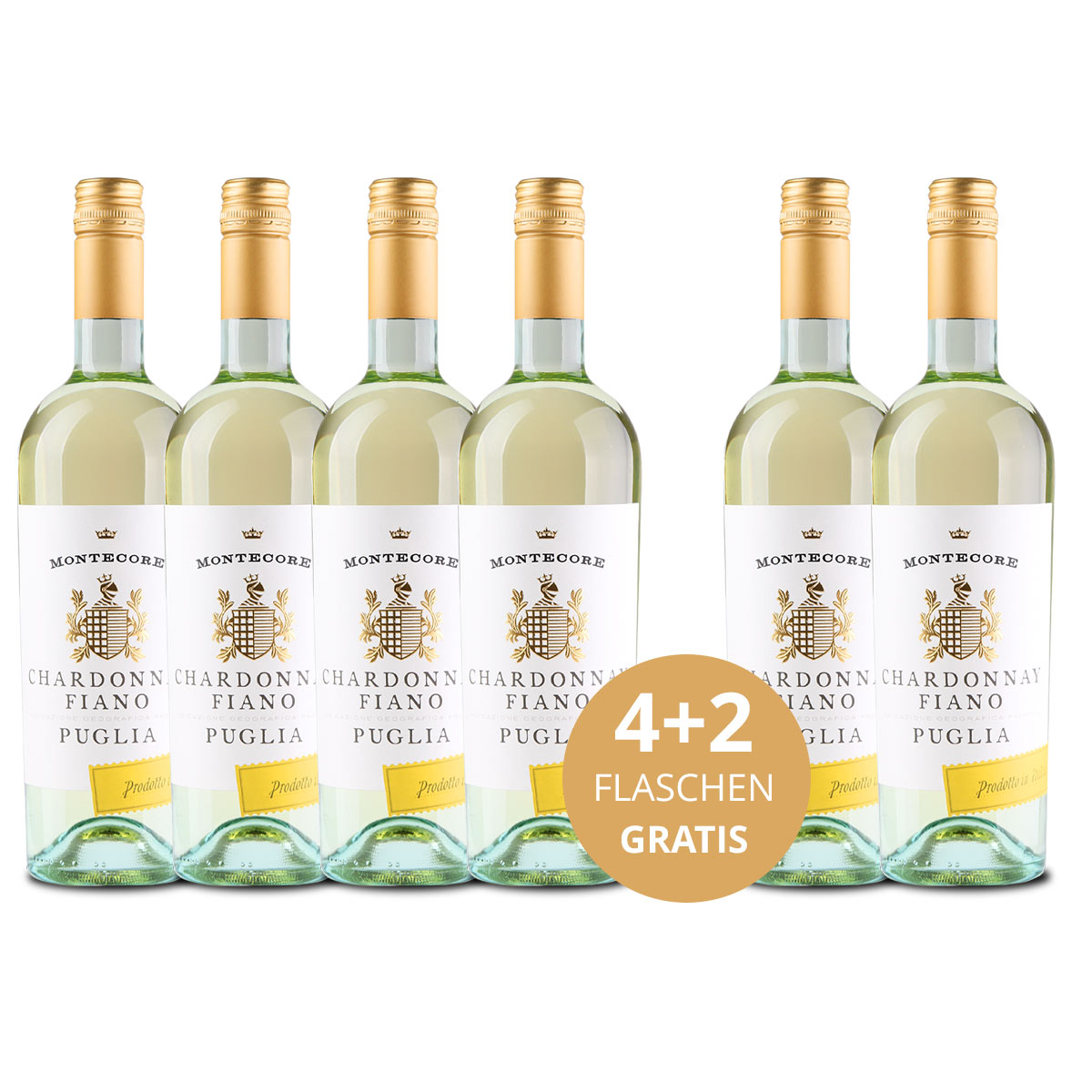 Aktionspaket 6 Fl. Montecore Chardonnay / Fiano IGP Puglia