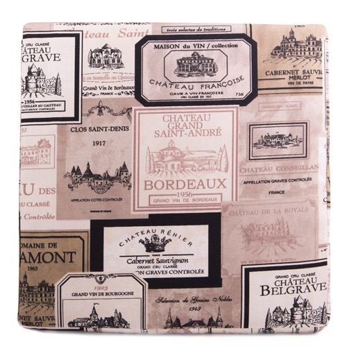 Sitzkissen / Stuhlkissen Design Chateau Weinetiketten 40 x 40 x 4 cm