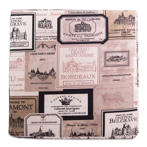 Sitzkissen / Stuhlkissen Design Chateau Weinetiketten 40 x 40 x 4 cm