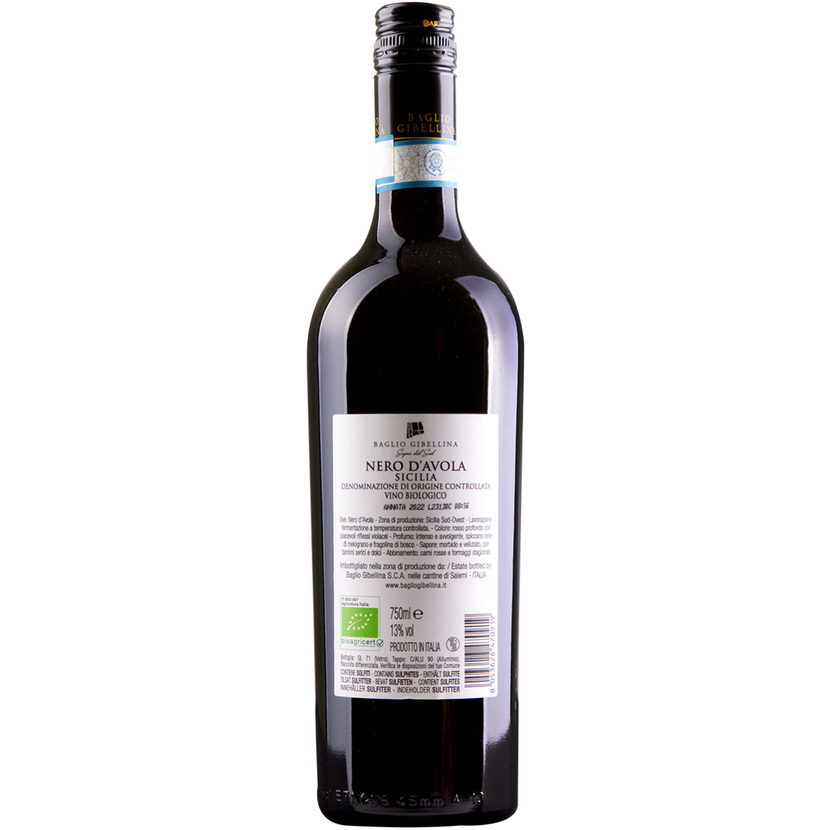 Baglio Gibellina Sogno del Sud Nero d'Avola - Rücketikett