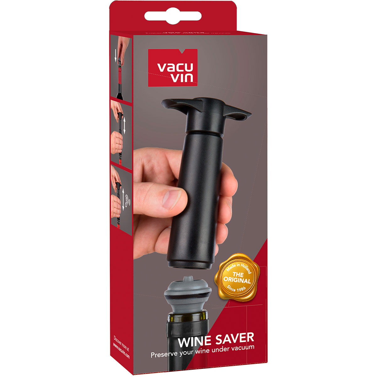 Vacu Vin Vacuum Wine Saver Wein Pumpe Verschluss – Schwarz