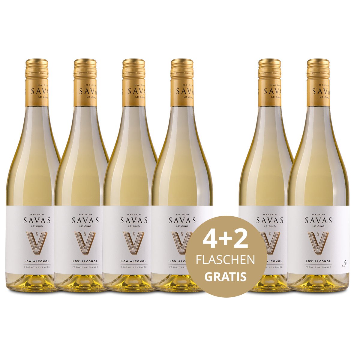Aktionspaket 6 Fl. Maison Savas le Cinq low alcohol 5%
