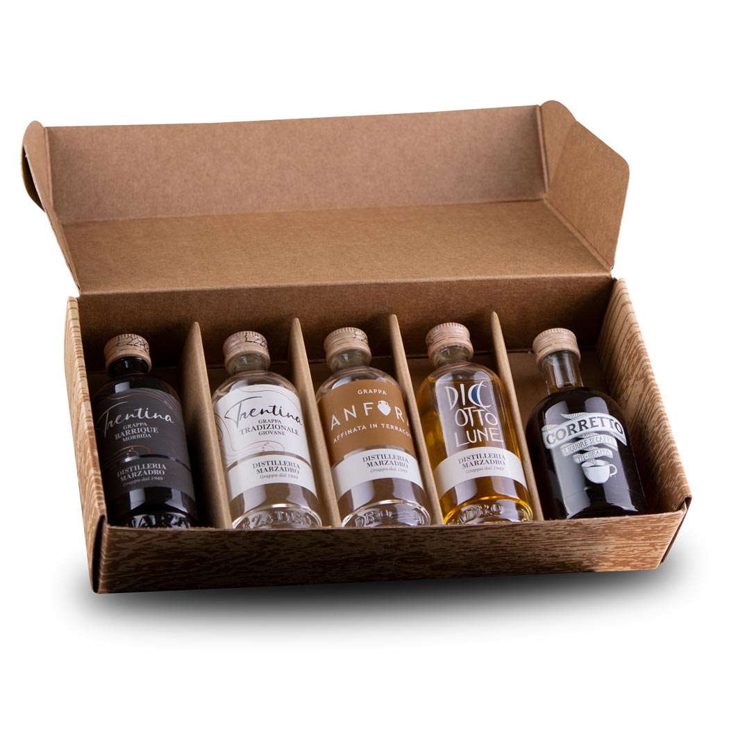 Marzadro Grappa Degustazione Mignon im Geschenkkarton