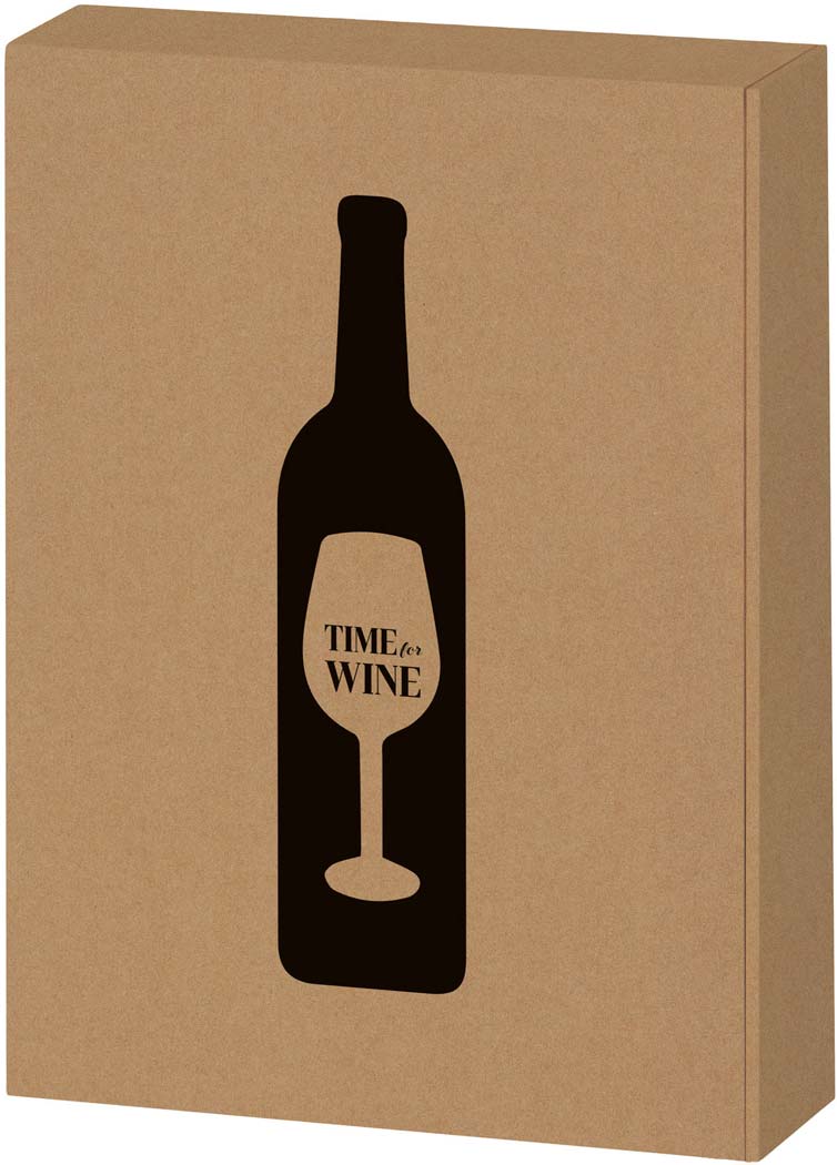 3er Geschenkkarton Kraftpapier „“Time for Wine““