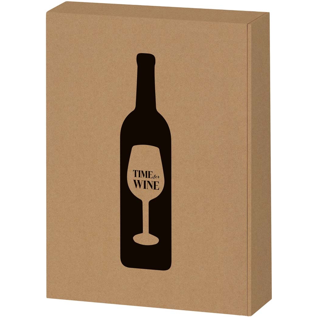 3er Geschenkkarton Kraftpapier "Time for Wine"