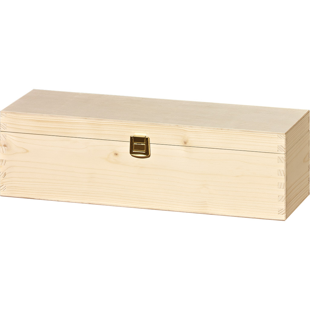 1er Holzkassette mit Scharnier natur ohne Inhalt